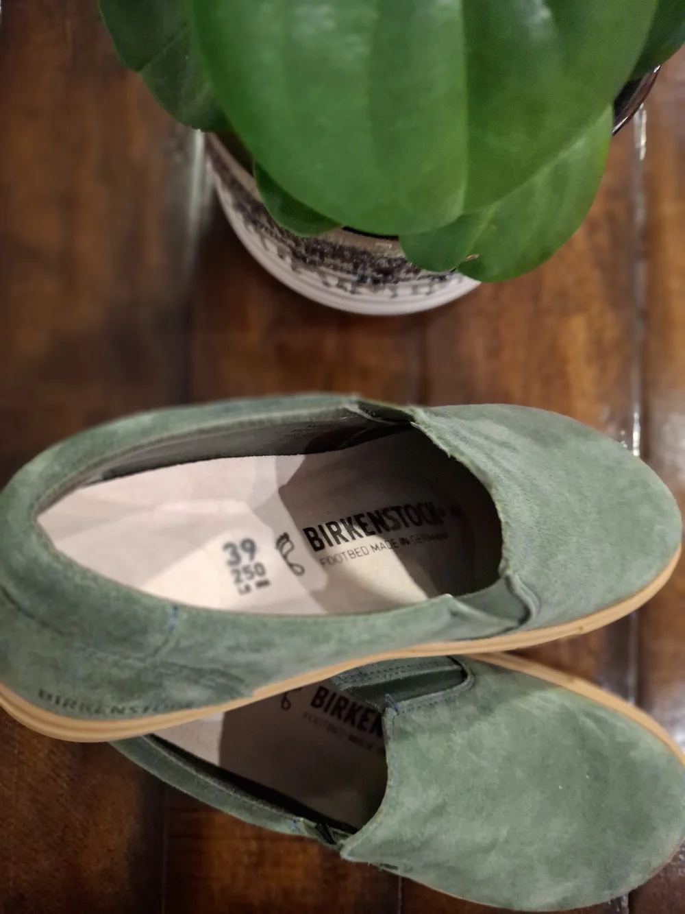 Birkenstock Oswego Suede Leather Slip On Shoes- Thyme Color EU39